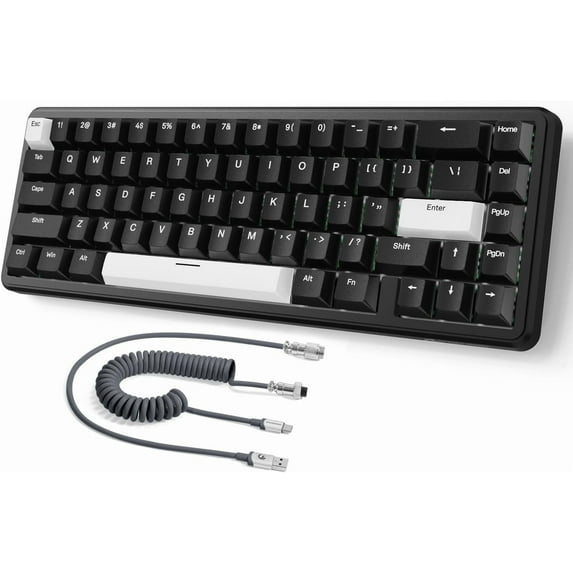 ATTACK SHARK X65 HE Rapid Trigger Keyboard, 0.01mm RT Accuracy, 8Khz 60% Wired Magnetic Switch Gaming Keyboard with 8Khz Coiled Cable, Adjustable Actuation, Snap Tap, for PC/Mac, Black