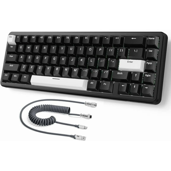 ATTACK SHARK X65 HE Rapid Trigger Keyboard, 0.01mm RT Accuracy, 8Khz 60% Wired Magnetic Switch Gaming Keyboard with 8Khz Coiled Cable, Adjustable Actuation, Snap Tap, for PC/Mac, Black