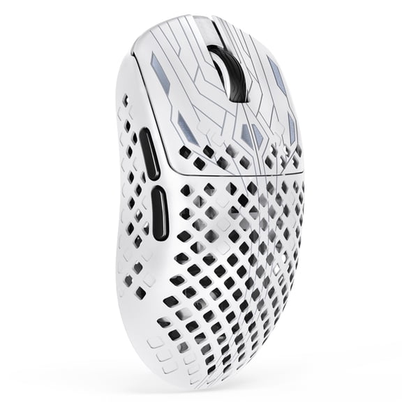 MAMBASNAKE M2 Carbon Fiber Wireless Gaming Mouse,PAW3395PRO 40K DPI Optical Sensor,41g Ultra Lightweight Ergonomic,Programmable Buttons BT/2.5Ghz/Wired Computer Mice for PC/Mac(White)