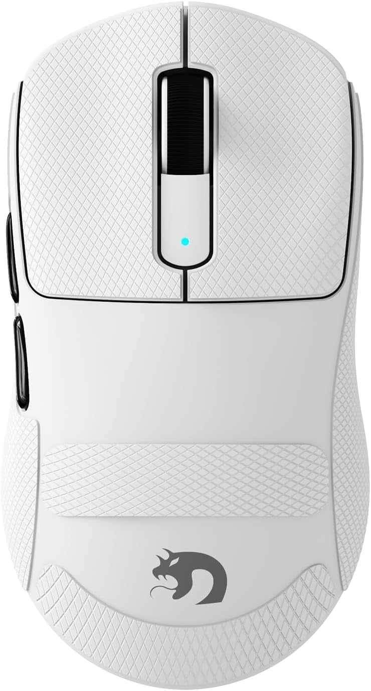 MAMBASNAKE M3 39g SUPERLIGHT Mouse, PixArt PAW3395PRO Gaming Sensor, BT/2.4G Wireless/Wired Gaming Mouse, 6 Adjustable DPI up to 40000, 200 Hrs Battery, Office Mice for PC/Win/Mac - White&Tape