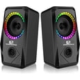 thumbnail image 1 of MAMBASNAKE PC Computer Speakers, Wired Mini RGB Gaming Speaker for PC 2.0 USB Powered 3.5 mm AUX, 6 RGB LED Backlit Modes Light Up, Multimedia Stereo Speaker for Desktop Laptop Phone Monitor, 10W, 1 of 5