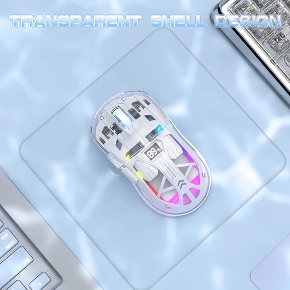 MAMBASNAKE x Freewolf A2 Transparent Wireless Gaming Mouse,Dual Mode BT 5.0/2.4G PC Gaming Mice