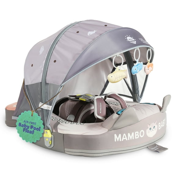 Mambobaby Baby Pool Float with 3D Canopy- Grey