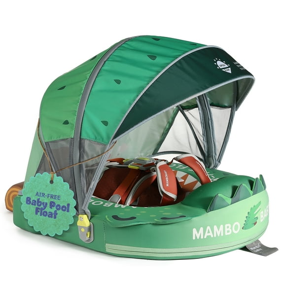 Mambobaby Baby Pool Float with 3D Canopy- Green