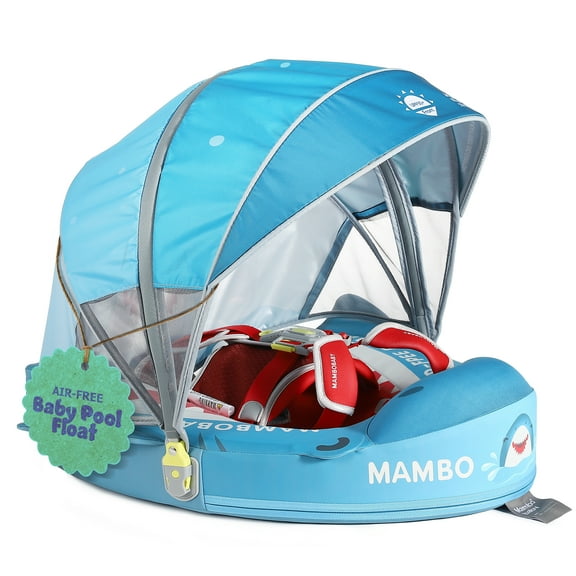 Mambobaby Baby Pool Float with 3D Canopy- Blue