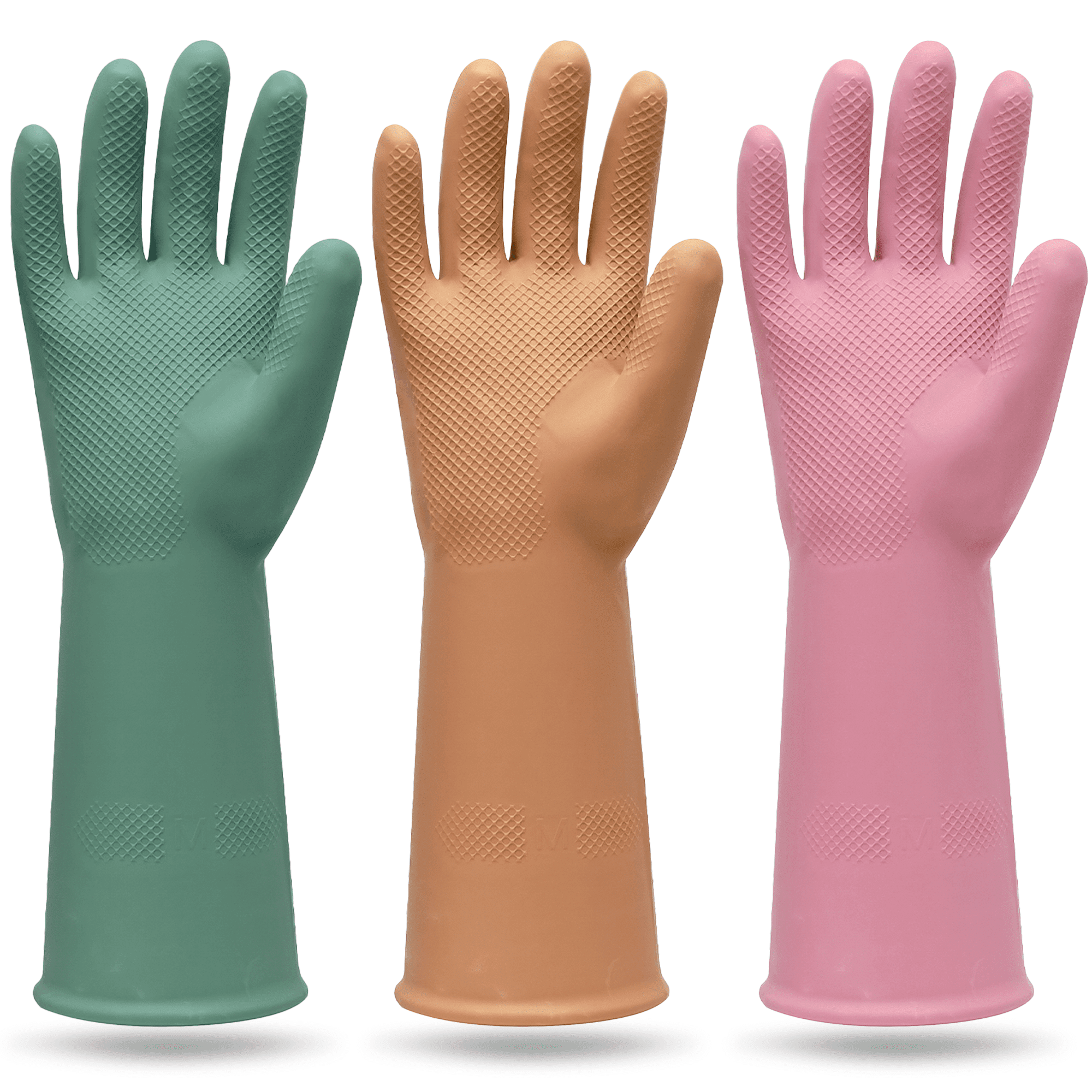 3 Pairs Reusable Rubber Dishwashing Gloves For Kitchen Household Cleaning Gloves For Washing Dishes