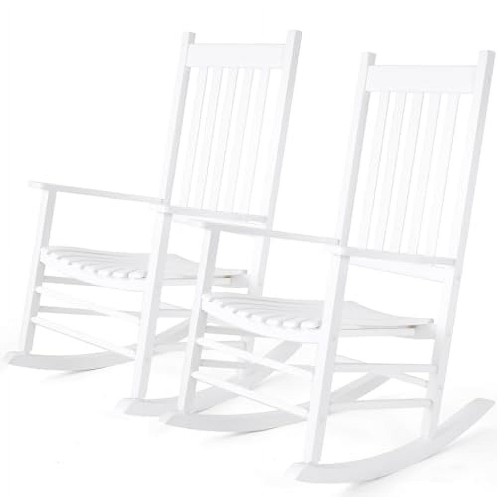 MAMIZO Wooden Rocking Chair Outdoor with High Back,Rocking Chair Indoor ...