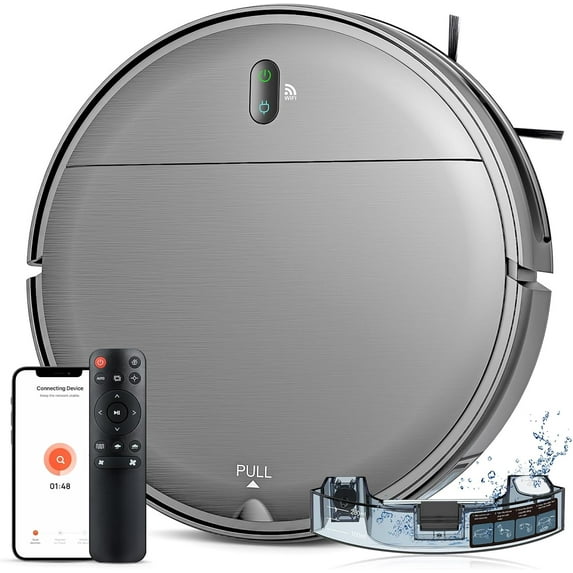 MAMNV Robot Vacuum and Mop Combo, WiFi/App, Robotic Vacuum Cleaner with Schedule, 2 in 1 Mopping Robot Vacuum with Watertank and Dustbin, Self-Charging, Slim, Ideal for Hard Floor, Pet Hair, Carpet