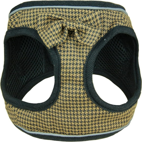 MAMORE Adjustable Soft Mesh Dog Harness, All Weather Step in Comfort Padded Pet Vest Harness with Bow Tie for Dogs (Black&Yellow, Small)