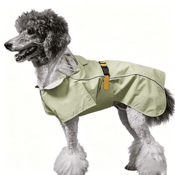 MAMORE Cute Flower Dog Raincoat with Hood, Waterproof Reflective Pet Jacket with Clear Visor for Dogs(Light Green,L)