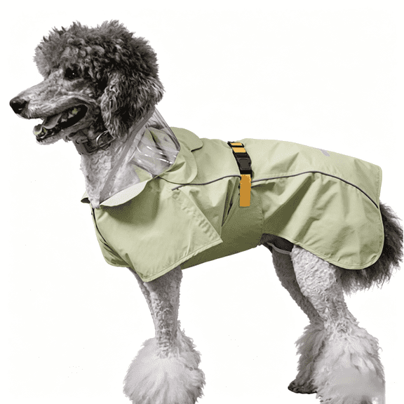MAMORE Cute Flower Dog Raincoat with Hood, Waterproof Reflective Pet Jacket with Clear Visor for Dogs（Light Green,M)