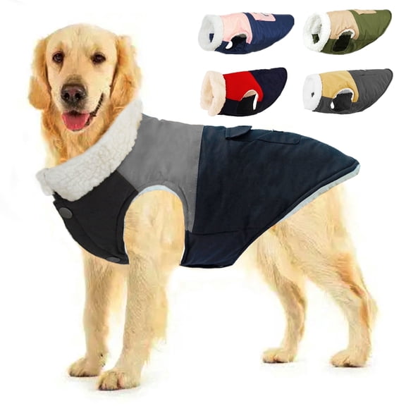 MAMORE Dog Coat,Dog Jacket for Winter & Cold Weather Ultra Thick Plush Lining with Storage Pocket(Black&Grey,S)