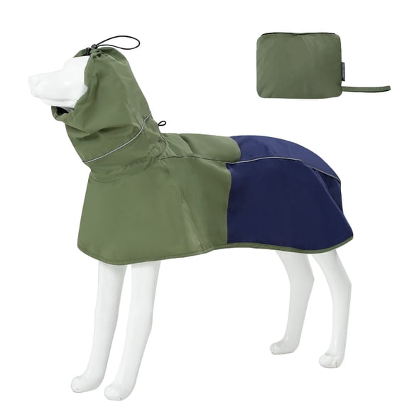 MAMORE Dog Raincoat, Adjustable Reflective Waterproof Dog Rain Jacket with Leash Hole(Army Green,X-Large)