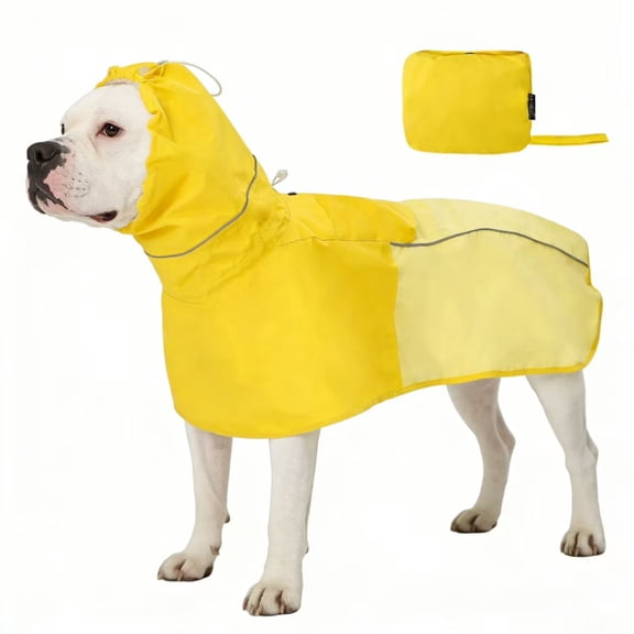 MAMORE Dog Raincoat, Adjustable Reflective Waterproof Dog Rain Jacket with Leash Hole(Yellow,XX-Large)