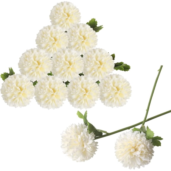 MAMOWEAR 10Pcs Artificial Flowers, Fake Chrysanthemum Ball Hydrangea Flower for Bridal Wedding Bouquet Home Garden Party Wedding Decor