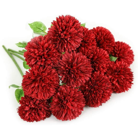 MAMOWEAR 12pcs Artificial Flowers Chrysanthemum Ball Flower Bouquet Silk Hydrangea Bridal Wedding for Home Garden Party Office Coffee House Decor