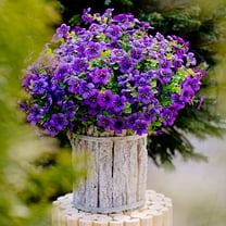 MAMOWEAR 14.3” Artificial Plastic Purple Violet Outdoor Bouquet (6 Count)