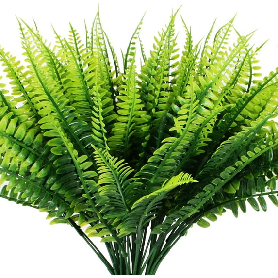 MAMOWEAR 4/8/16PCS Artificial Plants Plastic Boston Fern Bushes Fake Shrubs Greenery for House Outdoor UV Garden Resistant Office Garden Indoor Décor