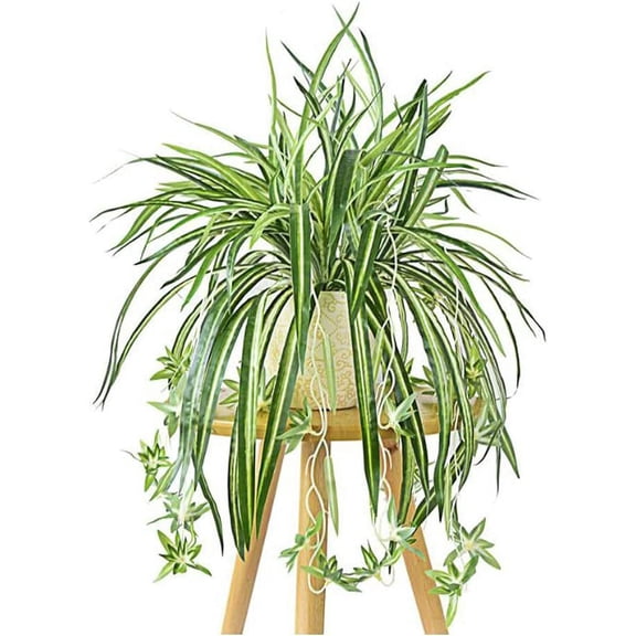 MAMOWEAR 4PCS Artificial Hanging Plants Fake Spider Silk Wall Hanging Plants Artificial Chlorophytum for Wall Indoor Outdoor Garden Decor
