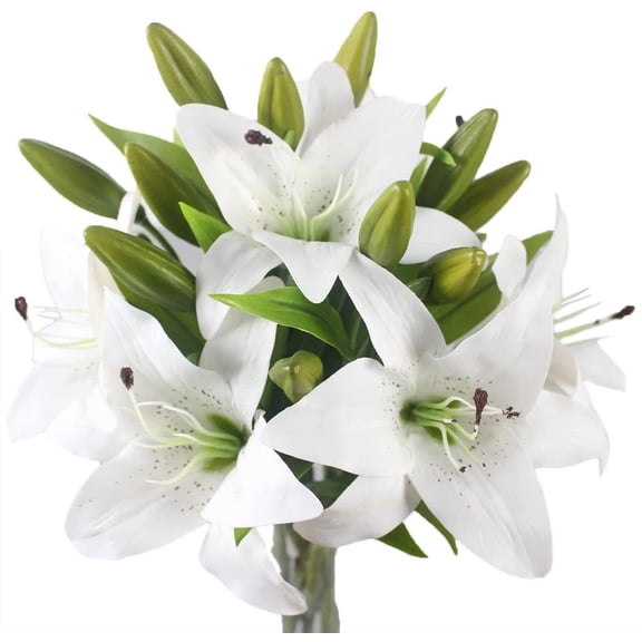 MAMOWEAR 5pcs Artificial Lily Flowers Fake Tiger Lily Flower Branch Latex Real Touch Faux Flower for Home Centerpiece Wedding Bouquet Decoration