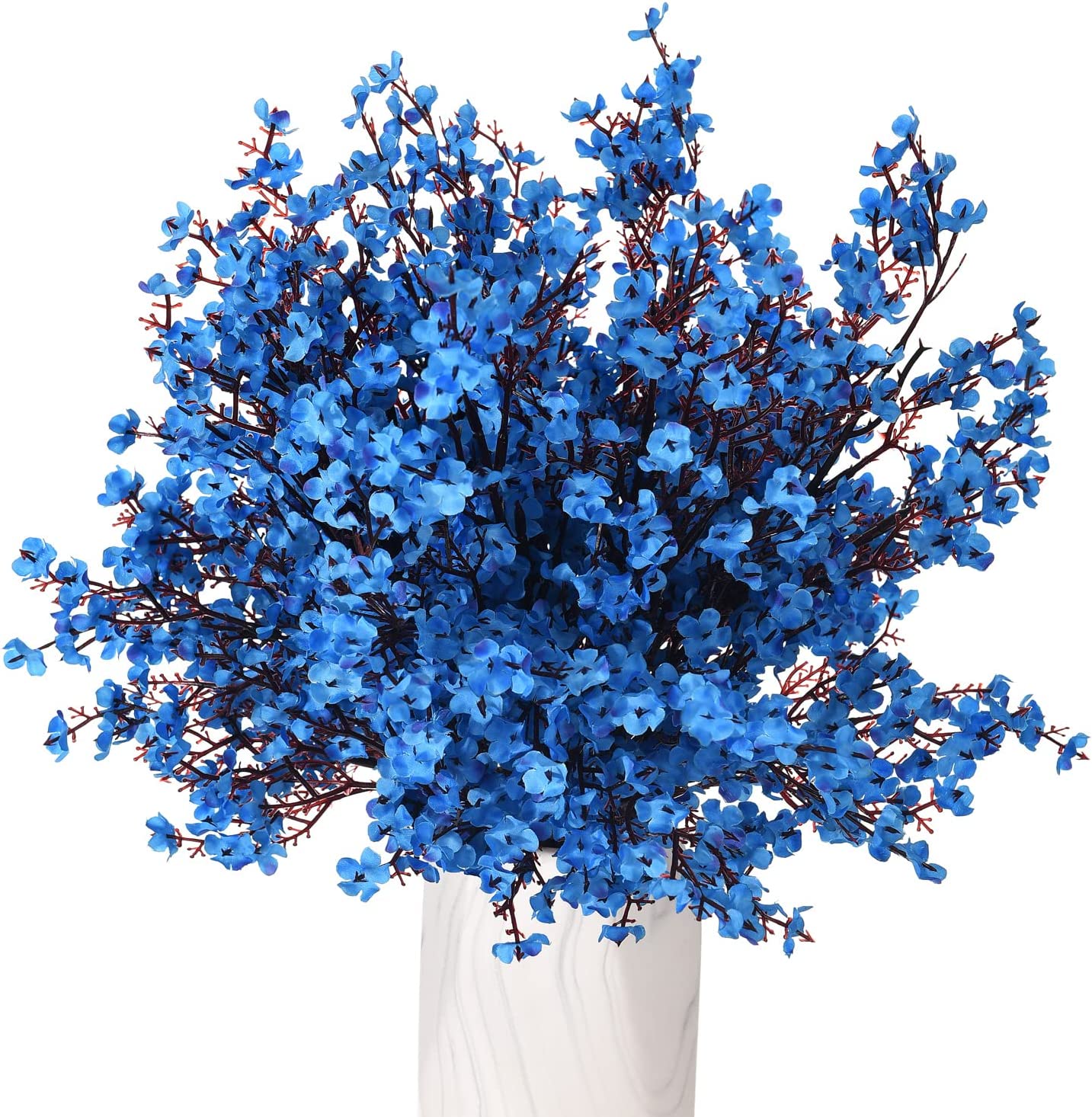 MAMOWEAR 6PCS Artificial Baby Breath Flower Real Touch Fake Silk Flowers  Bouquets for Decor Wedding Party Indoor Outdoor Decor(Blue) 