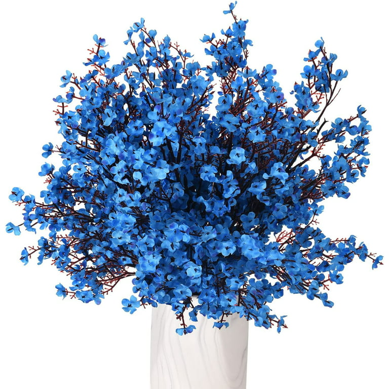 MAMOWEAR 6PCS Artificial Baby Breath Flower Real Touch Fake Silk Flowers  Bouquets for Decor Wedding Party Indoor Outdoor Decor(Blue) 