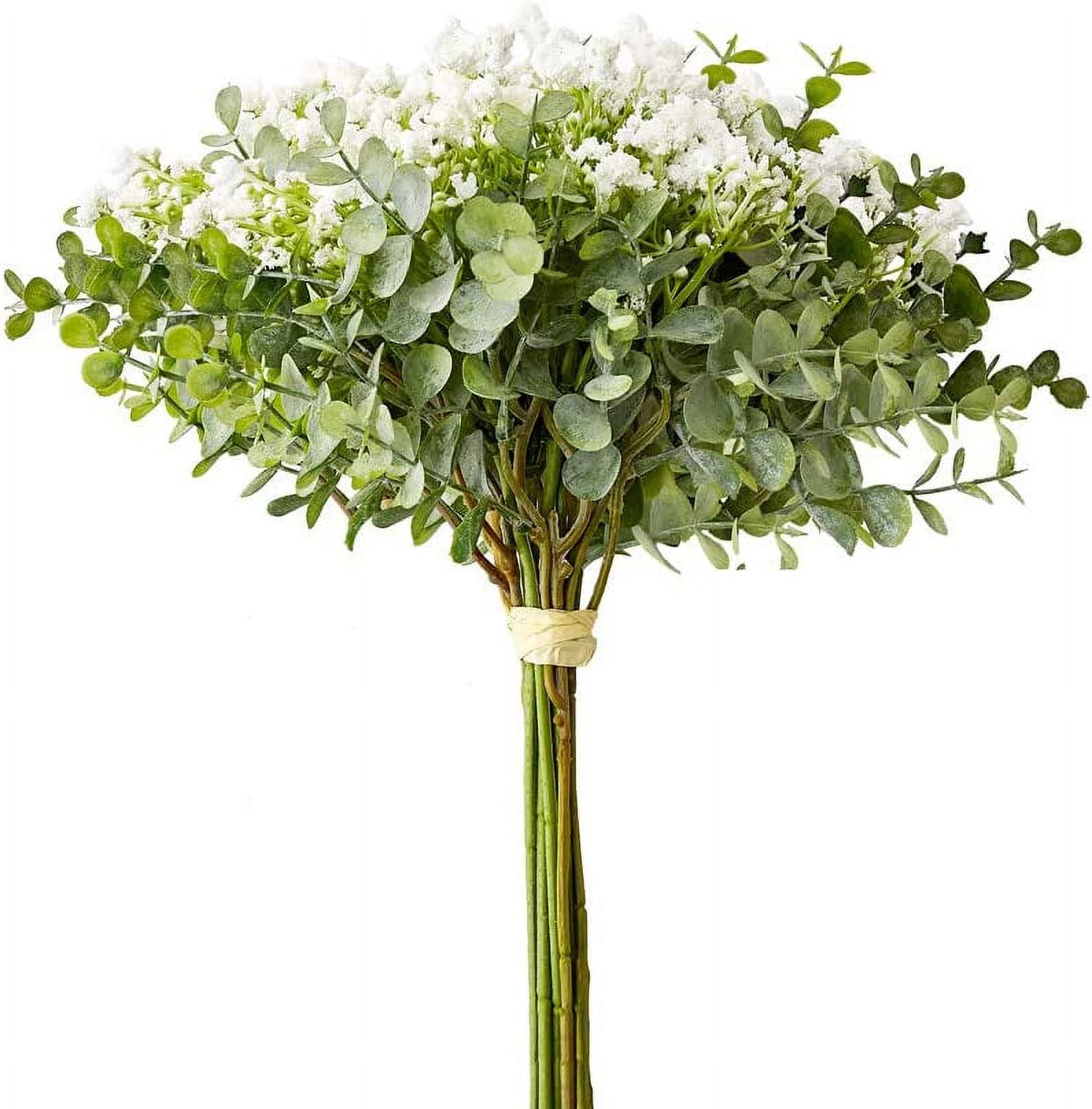 Yastouay 18 Pcs Babys Breath Artificial Flowers Bluk with Faux Eucalyptus  Stems Leaves, Gypsophila Fake Flowers Bouquets Silk Baby's Breath Flowers