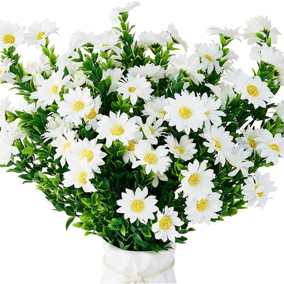 ZOELNIC Artificial Daisies Flowers, 6 Pack Fake Plastic Daisy Flowers Bouquet for Home Office Wedding Table Centerpieces Decorations