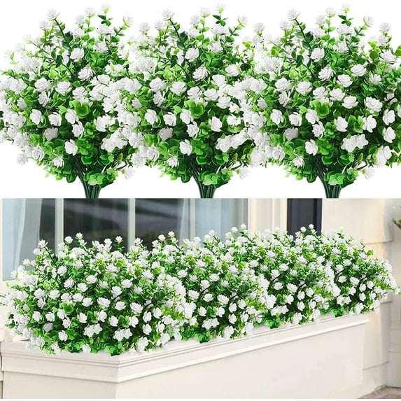 MAMOWEAR Artificial Daisy Flowers Outdoor Fake Flowers for Decoration No Fade Faux Plastic Flower Garden Porch Window Box Décor