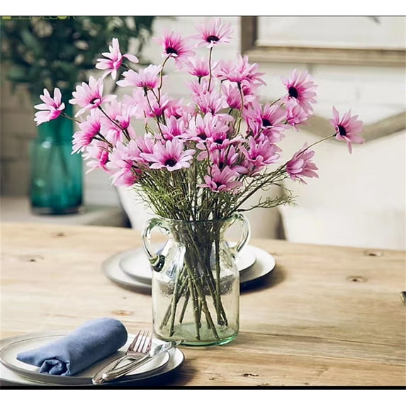 MAMOWEAR Artificial Daisy Silk Flowers Outdoor Faux Fake Flowers Wildflowers Bouquet for Home Indoor Porch Window Wedding Table Centerpieces Vase Décor