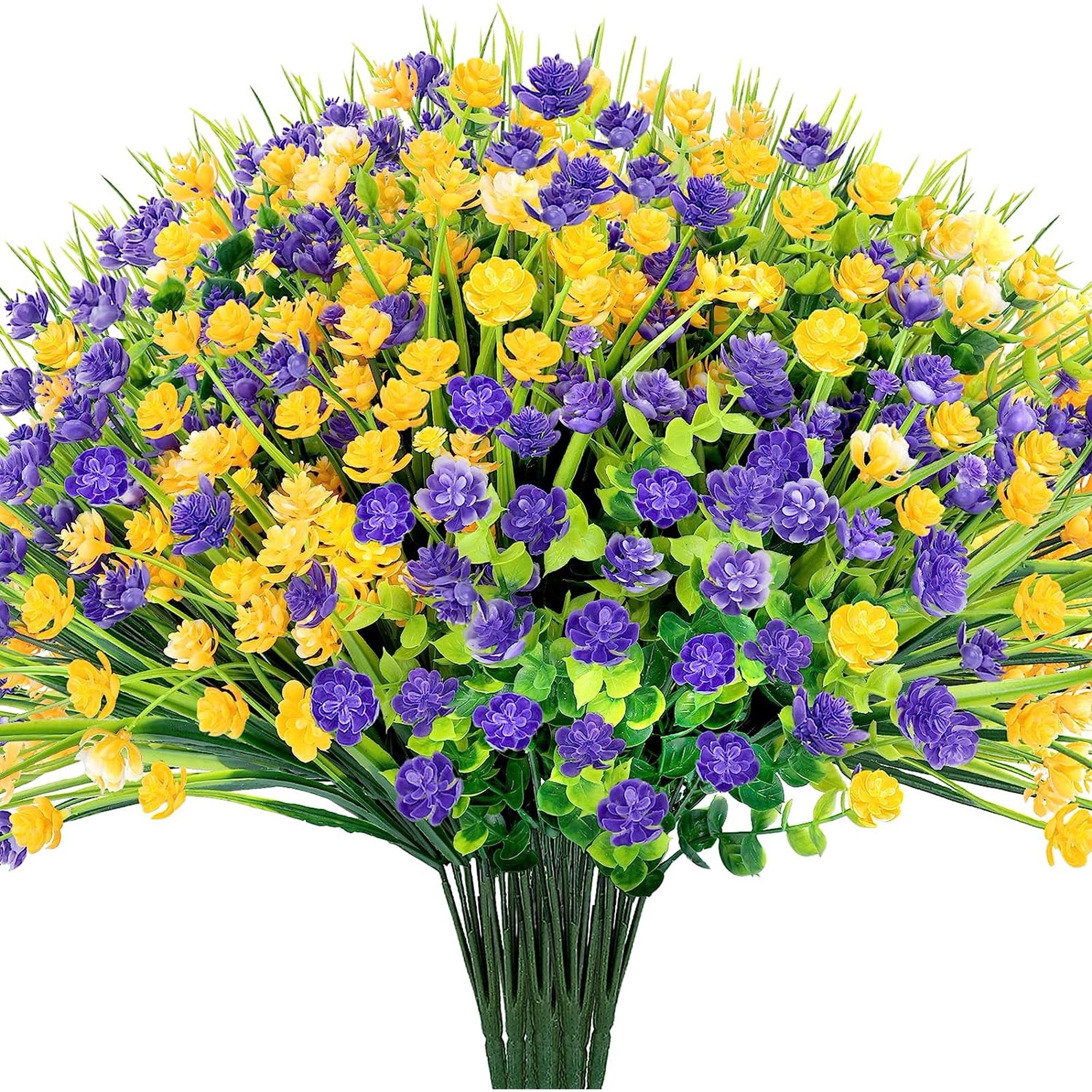 MAMOWEAR Artificial Flowers Outdoor UV Resistant Fake Flowers, Faux Plastic Flowers for Decoration Home Kitchen Garden Wedding Party Décor