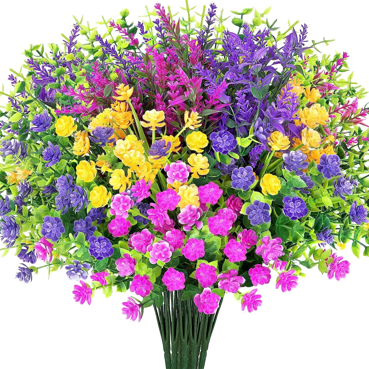 MAMOWEAR Artificial Flowers Outdoor UV Resistant Fake Flowers, Faux Plastic Flowers for Decoration Home Kitchen Garden Wedding Party Décor