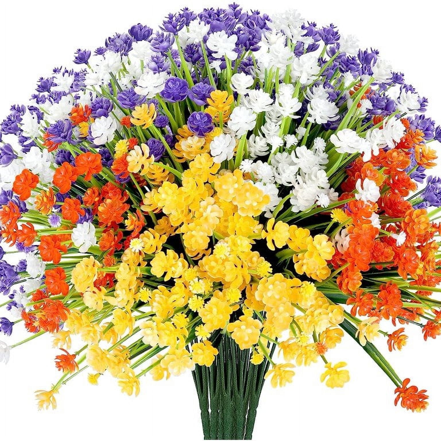 MAMOWEAR Artificial Flowers Outdoor UV Resistant Fake Flowers, Faux Plastic Flowers for Decoration Home Kitchen Garden Wedding Party Décor