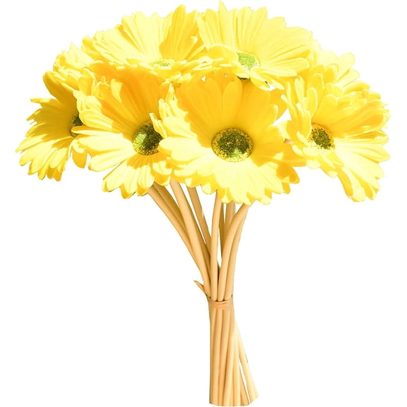 MAMOWEAR Artificial Flowers Silk Gerbera Daisies, 12pcs Fake Flowers Real Touch Faux Flower for Wedding Home Kitchen Wedding Decoration