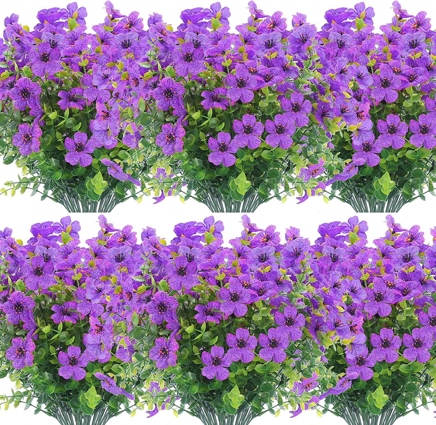 MAMOWEAR Artificial Flowers for Outdoors UV Resistant violets Fake Flowers No Fade Faux Plants Garden Porch Window Box Decorating
