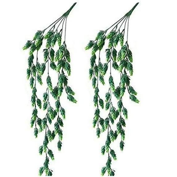 MAMOWEAR Artificial Hops Flowers Vines Plastic Fake Flowers Hanging Plants Fake Greenery for Wedding Wall Home Patio Indoor Outdoor Decorations-2PCS