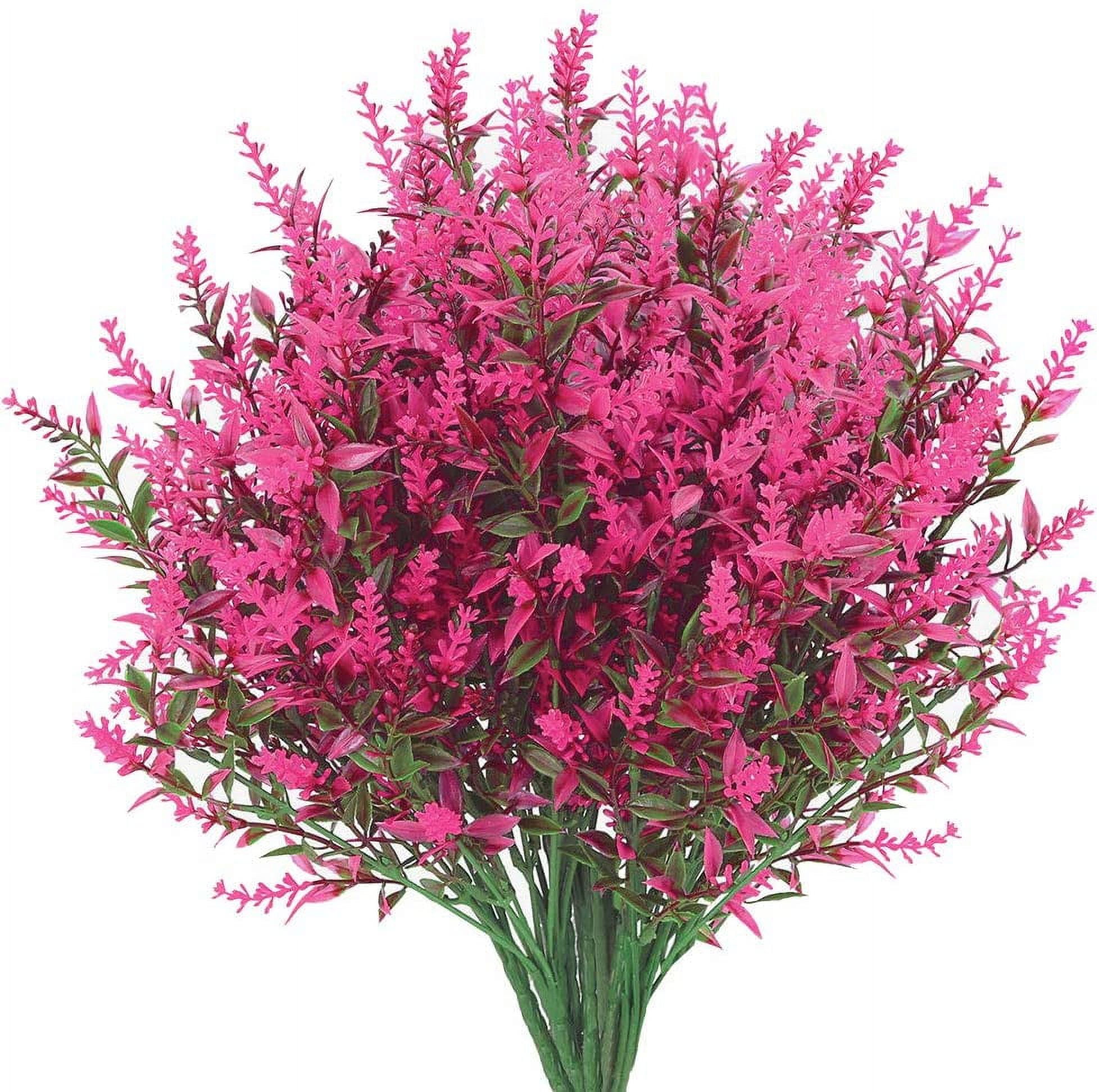 MAMOWEAR Artificial Lavender Flowers Outdoor Flowers UV Resistant Plastic Artificial Plants Fake Shrubs Flowers Greenery Bushes for Outdoor Garden Home Porch Box Decor(8PCS Red)