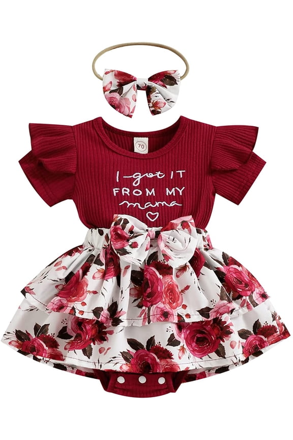 Baby Girl Outfits Summer Romper Shorts Set "I Got It from My Mama" Floral Clothes for Girls