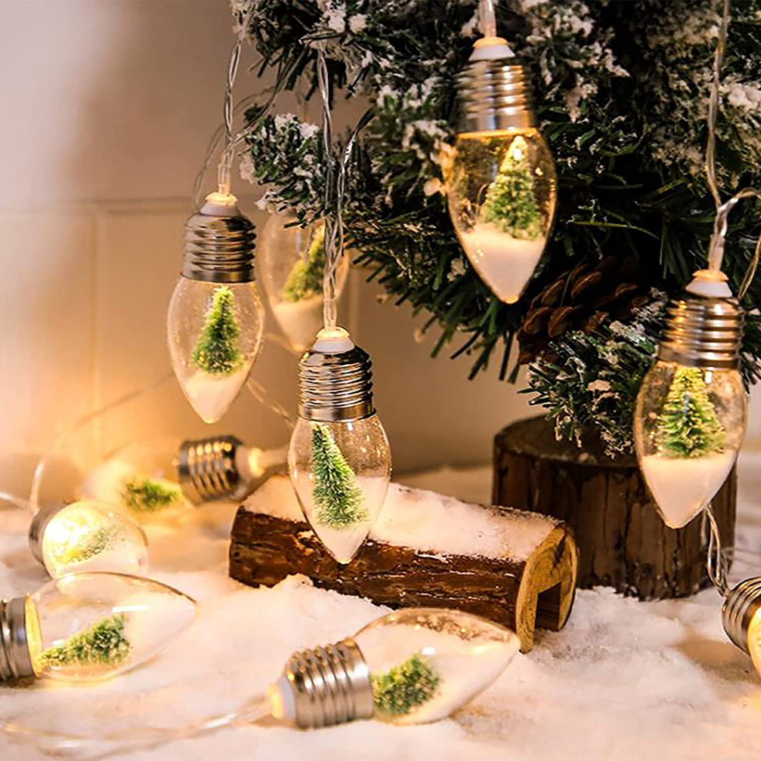 MAMOWEAR Christmas Globe String Lights Indoor 6.5ft 10 LED Bulb