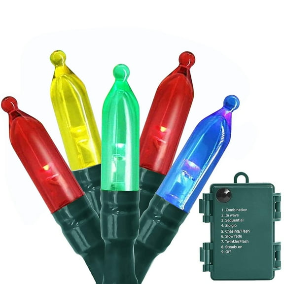 MAMOWEAR Christmas Lights Indoor Outdoor, 50 LED 16.5ft Battery Operated Christmas String Lights with Timer 8 Modes for Christmas Tree Wreath Party Wedding Decor, Multi-color