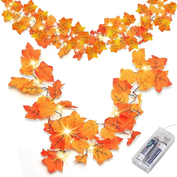 MAMOWEAR Fall Decor Lighted Fall Garland, 10ft 20 LED Thanksgiving Decor Halloweens String Lights, Friendsgiving Gift Thanksgiving Decorations for Home Holiday Autumn Garland Indoor