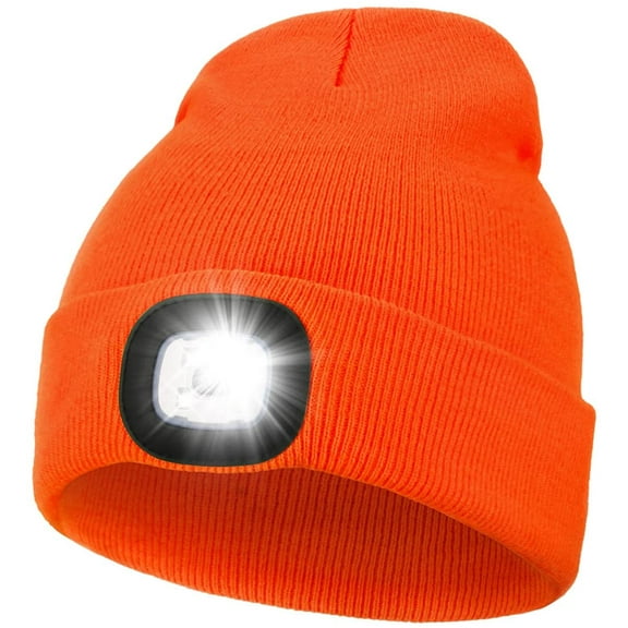 MAMOWEAR Men Beanie Hat with Light, USB Rechargeable Hands Free LED Headlamp Hat, Knitted Night Light Beanie Cap Flashlight Hat, Men Gifts for Dad Father Husband