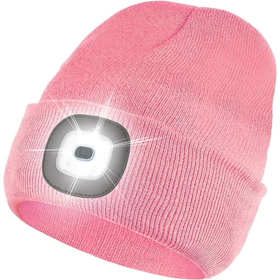 MAMOWEAR Men LED Beanie Hat with Light, USB Rechargeable, Headlamp Cap Adjustable Brightness Winter Beanie for Men Women Dad Camping Outdoor
