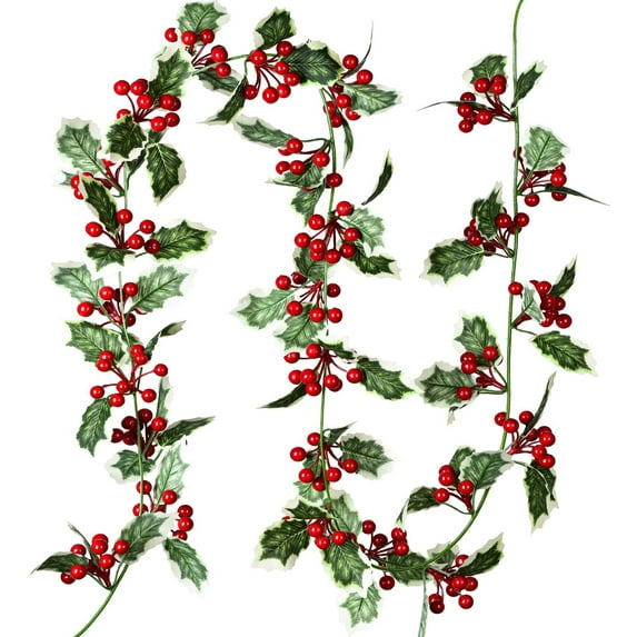 MAMOWEAR Red Berry Christmas Garland, 6Foot Flexible Artificial Berry Garland for Indoor Outdoor Home Fireplace Winter New Year Christmas Decoration
