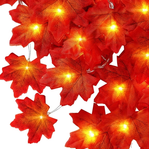 MAMOWEAR Thanksgiving Fall Maple Leaf String Lights Indoor Outdoor, 10 FT 20 LED Battery Powered Fairy Fall Decor Lights for Room Wedding Party Home Fireplace Decorations