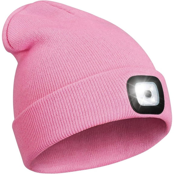 MAMOWEAR Winter Beanie Hat with led Light for Women Men Dad Father USB Rechargeable Hand-Free 4 LED Headlamp Cap
