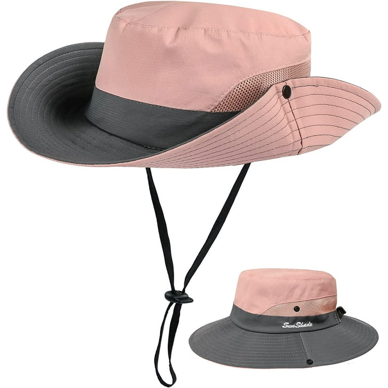 MAMOWEAR Women Beach Sun Hat Mesh High Ponytail Hole Wide Brim UV