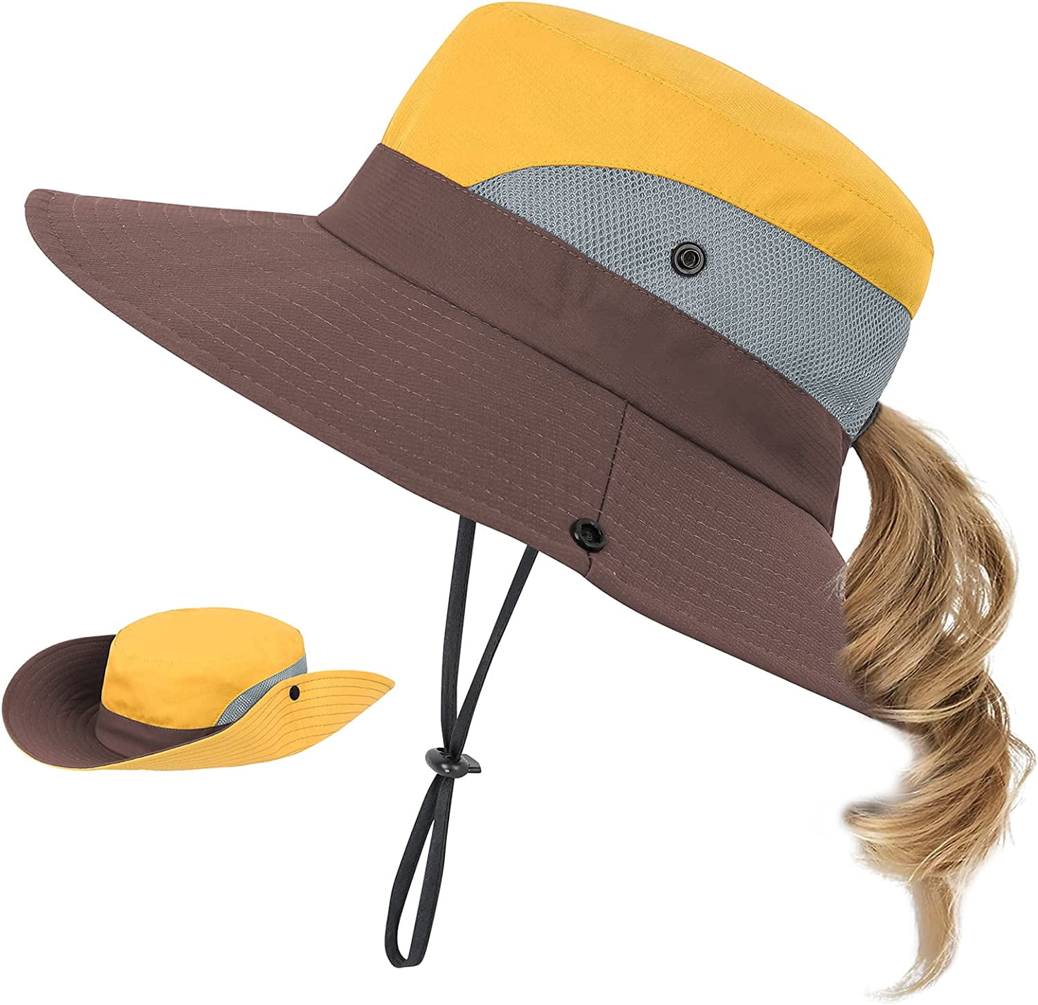Polyester Sun Hat with Ponytail Hole UPF 50+ Waterproof Adjustable Women main image 2