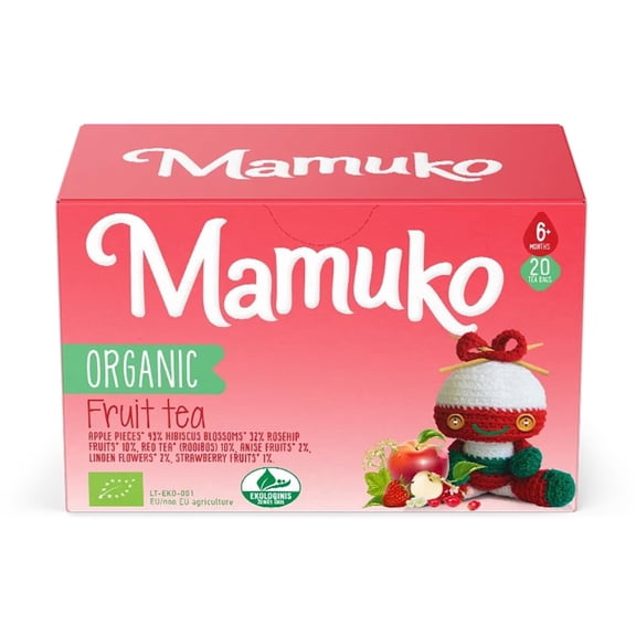 MAMUKO Fruit Tea for Babies From 6 Months - Organic Tea with Apple, Hibiscus & Rosehip for Little Ones - Delight Your Baby with A Tasty Tea Bags Experience - Enjoy A Soothing Organic Fruit Tea Blend