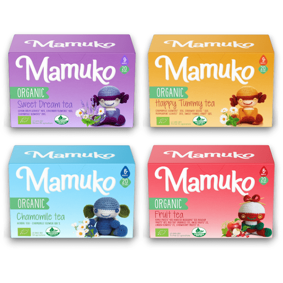 MAMUKO Organic Variety Tea for Babies 20 Organic Tea Bags | Real Organic Ingredients | Caffeine-Free, Balanced Flavor | Gentle Digestive & Soothing Blends for Infants & Toddlers